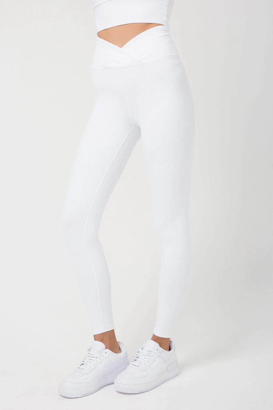 Veronica Ribbed Leggings - White