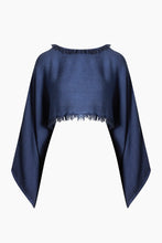 Ikikiz- Linen Navy Crop Blouse