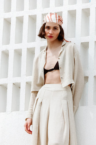 Ikikiz- Linen Crop Shirt