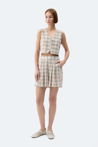 Ikikiz- Grey Plaid Waistcoat