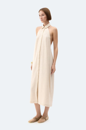 Ikikiz- Natural Linen Shirt Dress