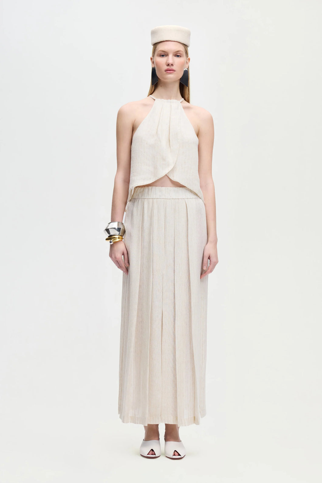 Ikikiz- Natural Pleated Skirt