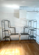 Rare Set of 2 Stunning Milo Baughman Chrome Etagere Shelf Glass Vintage Midcentury Postmodern