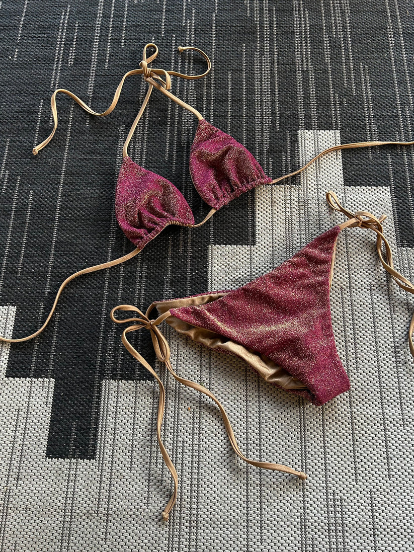 AZUSA TOP/CERRITOS BOTTOM- PLUM LUREX SWIMWEAR - ALILA