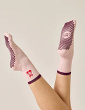 Lucky Honey- The Embroidered Crew Grip Sock