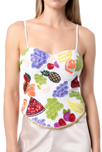 Self-Adore -   Fruit Hand-Beaded Embellished Corset Top - White