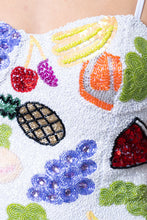 Self-Adore -   Fruit Hand-Beaded Embellished Corset Top - White