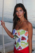 Self-Adore -   Fruit Hand-Beaded Embellished Corset Top - White
