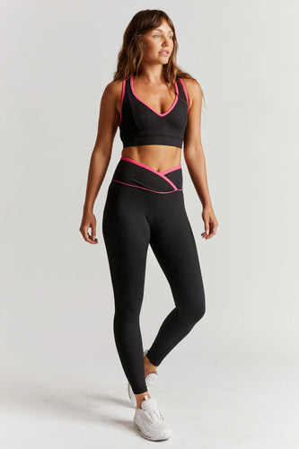 Year of Ours- Ribbed V Bra Magenta/Black