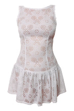 White Lace Tennis Dress with Vintage Drop-Waist Silhouette