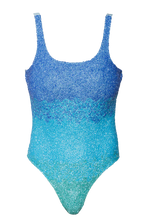 Self-Adore - Ombre Hand-Beaded Embellished One-Piece Swimsuit - Blue