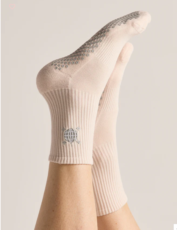 Lucky Honey The Embroidered Crew Grip Sock
