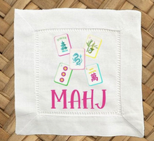 Mahj Linen Cocktail Napkins - 6 X 6 Inch Cloth Hemstitch Fabric Napkins - Set of 4 DDM