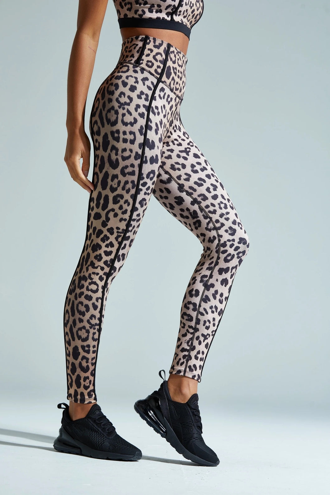 Zyia Brilliant Hi Rise Crop Legging leopard Print Side panel with pockets 