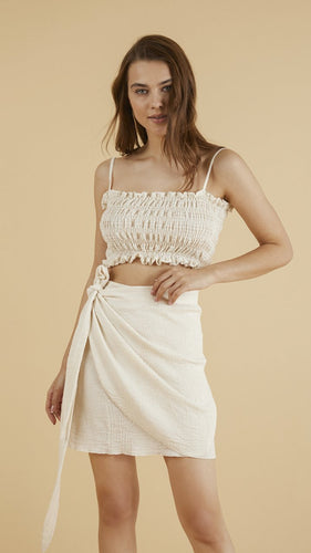 Mini Lyra Wrap Skirt - Natural