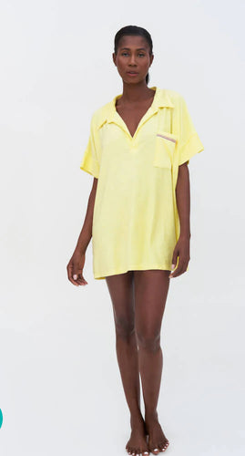 Terry Cloth Polo Dress - Yellow