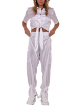 Silk Cargo Pant - White
