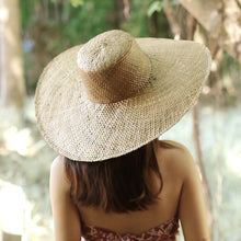 Swasti Wide Round Palm Straw Hat, in Tan Beige