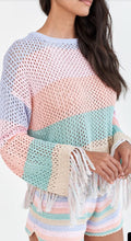 Rainbow Crochet Long Sleeve Top - Pastels