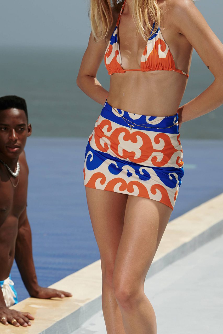 Costeño Beach Tube Skirt - Orange/Blue
