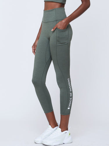 VOI - SEACELL PHONE POCKET 7/8 LEGGING IN GREEN HEATHER